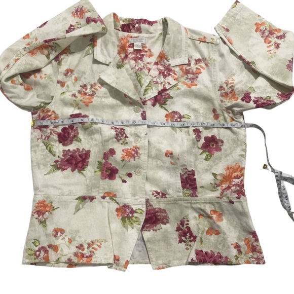 NWOT Christopher & Banks Linen Blend Floral Print Ivory Button Lightweight Jacke - Picture 9 of 13